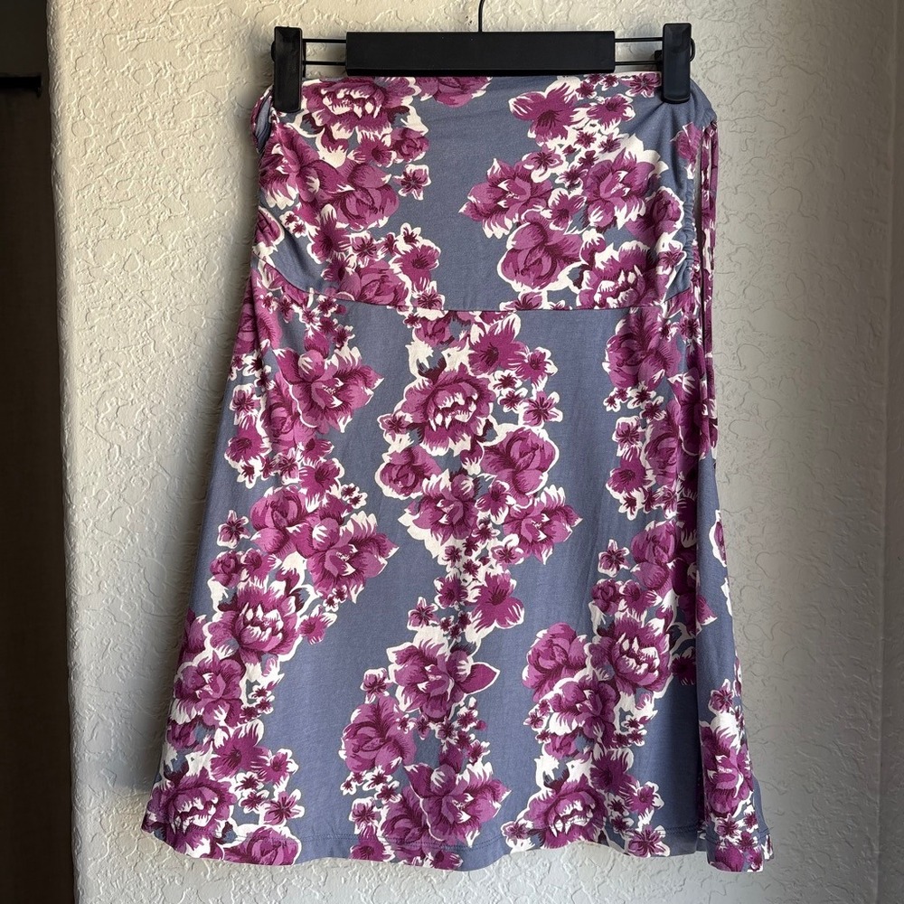 Patagonia Women S Floral Skirt Blue Purple Organic Cotton Tencel Tie Granola